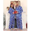 image:imageSWOMOG Couples Satin Pajama Set Women amp Men Long Sleeve Sleepwear Button Down Loungewear Silky Pj Set with Long PantsZ  Double Piping  Polar Blue Bear