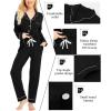 image:imageSWOMOG Womens Pajamas Set Long Sleeve Sleepwear Button Down Nightwear Soft Cotton Pj Lounge SetsBlack