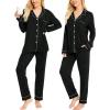 image:imageSWOMOG Womens Pajamas Set Long Sleeve Sleepwear Button Down Nightwear Soft Cotton Pj Lounge SetsBlack