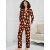 image:imageSWOMOG Womens Pajamas Set Long Sleeve Sleepwear Button Down Nightwear Soft Cotton Pj Lounge SetsBlack Orange Flower