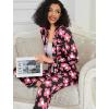 image:imageSWOMOG Womens Pajamas Set Long Sleeve Sleepwear Button Down Nightwear Soft Cotton Pj Lounge SetsBlack Rose Flower