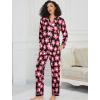 image:imageSWOMOG Womens Pajamas Set Long Sleeve Sleepwear Button Down Nightwear Soft Cotton Pj Lounge SetsBlack Rose Flower