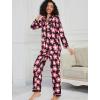 image:imageSWOMOG Womens Pajamas Set Long Sleeve Sleepwear Button Down Nightwear Soft Cotton Pj Lounge SetsBlack Rose Flower