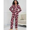 image:imageSWOMOG Womens Pajamas Set Long Sleeve Sleepwear Button Down Nightwear Soft Cotton Pj Lounge SetsBlack Rose Flower