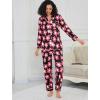 image:imageSWOMOG Womens Pajamas Set Long Sleeve Sleepwear Button Down Nightwear Soft Cotton Pj Lounge SetsBlack Rose Flower