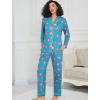 image:imageSWOMOG Womens Pajamas Set Long Sleeve Sleepwear Button Down Nightwear Soft Cotton Pj Lounge SetsBlue Flower