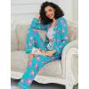image:imageSWOMOG Womens Pajamas Set Long Sleeve Sleepwear Button Down Nightwear Soft Cotton Pj Lounge SetsBlue Flower