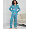 image:imageSWOMOG Womens Pajamas Set Long Sleeve Sleepwear Button Down Nightwear Soft Cotton Pj Lounge SetsBlue Flower