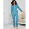 image:imageSWOMOG Womens Pajamas Set Long Sleeve Sleepwear Button Down Nightwear Soft Cotton Pj Lounge SetsBlue Flower