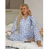 image:imageSWOMOG Womens Pajamas Set Long Sleeve Sleepwear Button Down Nightwear Soft Cotton Pj Lounge SetsBlue Money