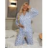 image:imageSWOMOG Womens Pajamas Set Long Sleeve Sleepwear Button Down Nightwear Soft Cotton Pj Lounge SetsBlue Money