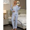 image:imageSWOMOG Womens Pajamas Set Long Sleeve Sleepwear Button Down Nightwear Soft Cotton Pj Lounge SetsBlue Money