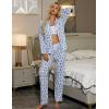 image:imageSWOMOG Womens Pajamas Set Long Sleeve Sleepwear Button Down Nightwear Soft Cotton Pj Lounge SetsBlue Money