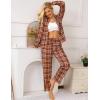 image:imageSWOMOG Womens Pajamas Set Long Sleeve Sleepwear Button Down Nightwear Soft Cotton Pj Lounge SetsBrown White Plaid