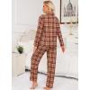 image:imageSWOMOG Womens Pajamas Set Long Sleeve Sleepwear Button Down Nightwear Soft Cotton Pj Lounge SetsBrown White Plaid
