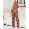 image:imageSWOMOG Womens Pajamas Set Long Sleeve Sleepwear Button Down Nightwear Soft Cotton Pj Lounge SetsBrown White Plaid