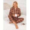 image:imageSWOMOG Womens Pajamas Set Long Sleeve Sleepwear Button Down Nightwear Soft Cotton Pj Lounge SetsBrown White Plaid