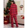 image:imageSWOMOG Womens Pajamas Set Long Sleeve Sleepwear Button Down Nightwear Soft Cotton Pj Lounge SetsChristmas Red Plaid
