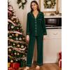 image:imageSWOMOG Womens Pajamas Set Long Sleeve Sleepwear Button Down Nightwear Soft Cotton Pj Lounge SetsGreen