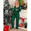 image:imageSWOMOG Womens Pajamas Set Long Sleeve Sleepwear Button Down Nightwear Soft Cotton Pj Lounge SetsGreen Black Plaid