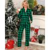 image:imageSWOMOG Womens Pajamas Set Long Sleeve Sleepwear Button Down Nightwear Soft Cotton Pj Lounge SetsGreen Black Plaid