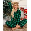 image:imageSWOMOG Womens Pajamas Set Long Sleeve Sleepwear Button Down Nightwear Soft Cotton Pj Lounge SetsGreen Plaid