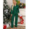 image:imageSWOMOG Womens Pajamas Set Long Sleeve Sleepwear Button Down Nightwear Soft Cotton Pj Lounge SetsGreen Plaid