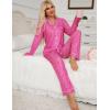 image:imageSWOMOG Womens Pajamas Set Long Sleeve Sleepwear Button Down Nightwear Soft Cotton Pj Lounge SetsHot Pink Leopard