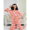 image:imageSWOMOG Womens Pajamas Set Long Sleeve Sleepwear Button Down Nightwear Soft Cotton Pj Lounge SetsOrange Flower
