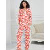 image:imageSWOMOG Womens Pajamas Set Long Sleeve Sleepwear Button Down Nightwear Soft Cotton Pj Lounge SetsOrange Flower
