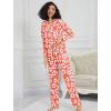 image:imageSWOMOG Womens Pajamas Set Long Sleeve Sleepwear Button Down Nightwear Soft Cotton Pj Lounge SetsOrange Flower