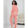 image:imageSWOMOG Womens Pajamas Set Long Sleeve Sleepwear Button Down Nightwear Soft Cotton Pj Lounge SetsOrange Flower
