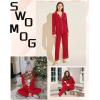 image:imageSWOMOG Womens Pajamas Set Long Sleeve Sleepwear Button Down Nightwear Soft Cotton Pj Lounge SetsRed