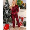 image:imageSWOMOG Womens Pajamas Set Long Sleeve Sleepwear Button Down Nightwear Soft Cotton Pj Lounge SetsRed Black Plaid