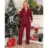 image:imageSWOMOG Womens Pajamas Set Long Sleeve Sleepwear Button Down Nightwear Soft Cotton Pj Lounge SetsRed Black Plaid
