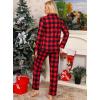 image:imageSWOMOG Womens Pajamas Set Long Sleeve Sleepwear Button Down Nightwear Soft Cotton Pj Lounge SetsRed Black Plaid