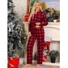 image:imageSWOMOG Womens Pajamas Set Long Sleeve Sleepwear Button Down Nightwear Soft Cotton Pj Lounge SetsRed Black Plaid