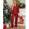 image:imageSWOMOG Womens Pajamas Set Long Sleeve Sleepwear Button Down Nightwear Soft Cotton Pj Lounge SetsRed Plaid