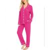 image:imageSWOMOG Womens Pajamas Set Long Sleeve Sleepwear Button Down Nightwear Soft Cotton Pj Lounge SetsRose Red