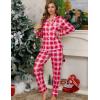 image:imageSWOMOG Womens Pajamas Set Long Sleeve Sleepwear Button Down Nightwear Soft Cotton Pj Lounge SetsRose Red Plaid