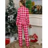 image:imageSWOMOG Womens Pajamas Set Long Sleeve Sleepwear Button Down Nightwear Soft Cotton Pj Lounge SetsRose Red Plaid