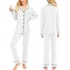 image:imageSWOMOG Womens Pajamas Set Long Sleeve Sleepwear Button Down Nightwear Soft Cotton Pj Lounge SetsWhite
