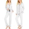 image:imageSWOMOG Womens Pajamas Set Long Sleeve Sleepwear Button Down Nightwear Soft Cotton Pj Lounge SetsWhite