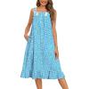 image:imageSWOMOG Cotton Nightgowns for Women Sleeveless Button Down Night Gown Soft Victorian Nightdress House Dress with PocketsBlue Flower
