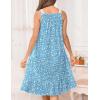 image:imageSWOMOG 100 Cotton Nightgowns for Women Lace Nightgown Sleeveless Sleep Dress Victorian Sleepshirt Button Strap GownAblue Floral