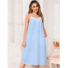 image:imageSWOMOG 100 Cotton Nightgowns for Women Lace Nightgown Sleeveless Sleep Dress Victorian Sleepshirt Button Strap GownBlue