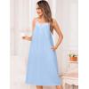 image:imageSWOMOG 100 Cotton Nightgowns for Women Lace Nightgown Sleeveless Sleep Dress Victorian Sleepshirt Button Strap GownBlue