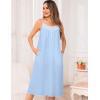 image:imageSWOMOG 100 Cotton Nightgowns for Women Lace Nightgown Sleeveless Sleep Dress Victorian Sleepshirt Button Strap GownBlue