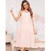 image:imageSWOMOG 100 Cotton Nightgowns for Women Lace Nightgown Sleeveless Sleep Dress Victorian Sleepshirt Button Strap GownLight Pink