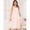 image:imageSWOMOG 100 Cotton Nightgowns for Women Lace Nightgown Sleeveless Sleep Dress Victorian Sleepshirt Button Strap GownLight Pink